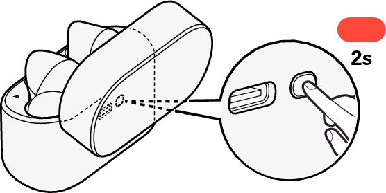 Push charging case button 2s